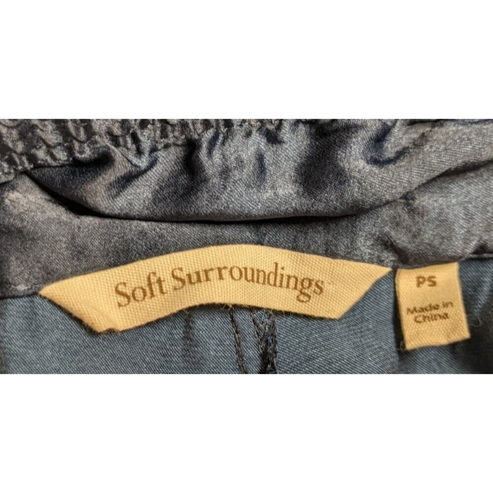 Women's SOFT SURROUNDINGS "Perfect Palazzo" Blue Satin Wide Leg Pants Petite S - Picture 10 of 11